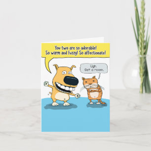 Carte Anniversaire drôle et mignon du chien et du chat