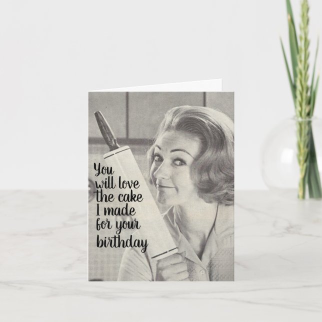 Carte Anniversaire drôle. Rolling Pin dangereux. (Devant)