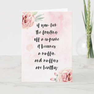 Carte Anniversaire drôle Son Aquarelle Rose Citation Flo