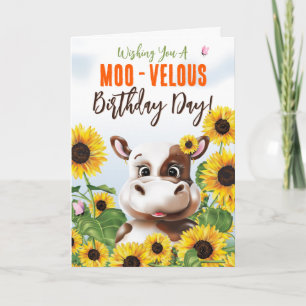 Carte Anniversaire drôle Tournesol Vache