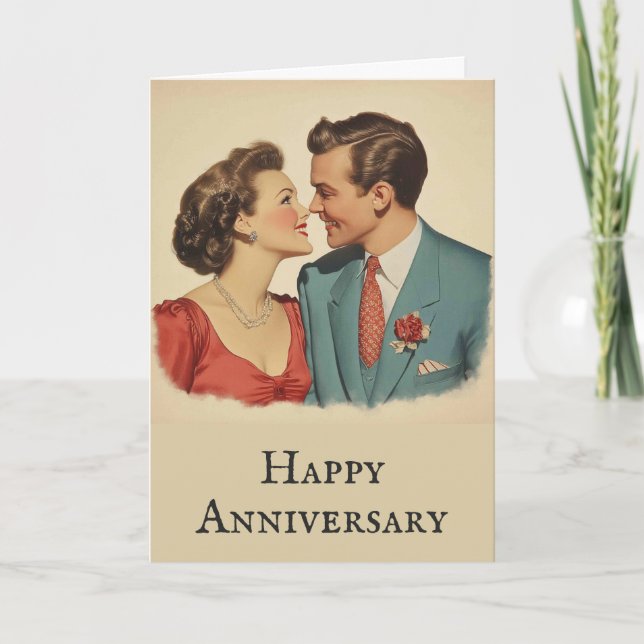 Carte Anniversaire drôle Vintage classique rétro couple (Devant)
