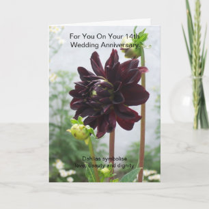 Carte Anniversaire du 14e Mariage de Deep Red Black Dahl