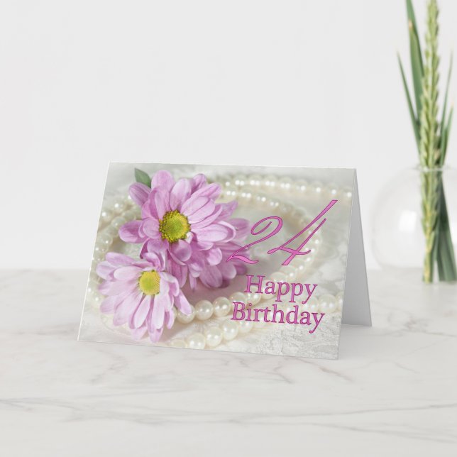 Carte anniversaire du 24e anniversaire avec margue (Devant)
