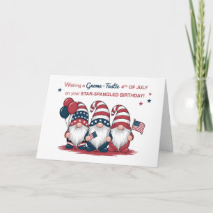 Carte Anniversaire du 4 juillet Gnomes patriotiques