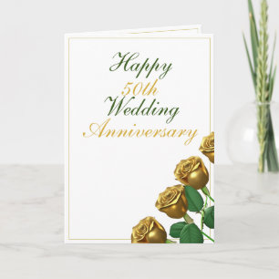 Carte Anniversaire du 50e Mariage Rose d'or moderne
