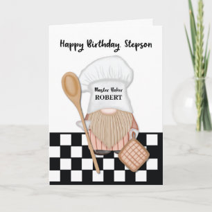 Carte Anniversaire du beau-fils Gnome Boulanger Pâtissie