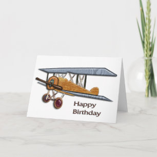 Carte Anniversaire du Biplane en bois