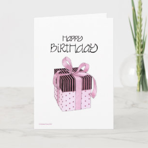 Carte Anniversaire du cadeau rose et noir