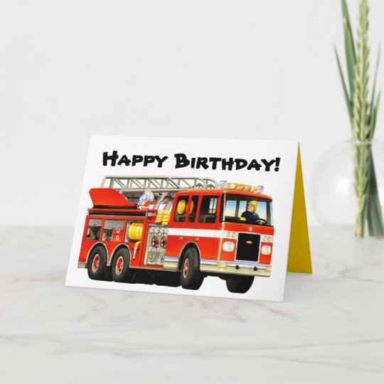 Carte Anniversaire Du Camion De Pompiers De L Enfant Zazzle Fr