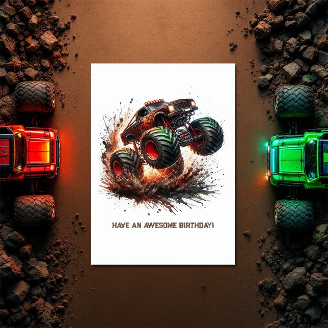 Carte Anniversaire du camion Monster (Monster Truck Birthday Card)