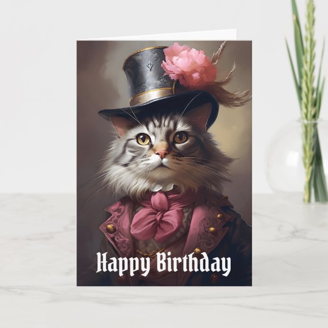 Carte Anniversaire du chat victorien (Devant)