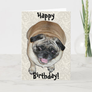 Carte Anniversaire du chien de Carlin mignon