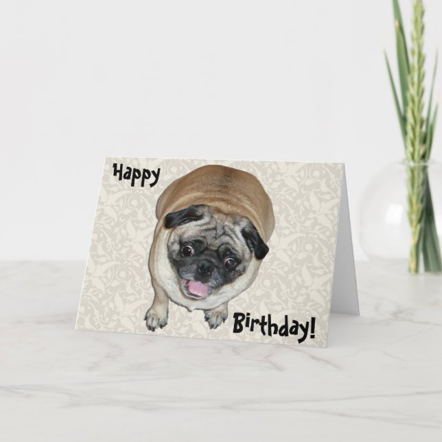 Carte Anniversaire du chien de Carlin mignon (Devant)