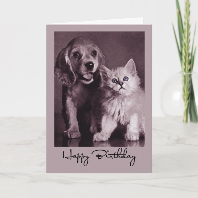 Carte Anniversaire du chien et du chat (Devant)