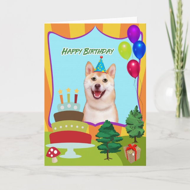 Carte Anniversaire du chien Shiba Inu (Devant)