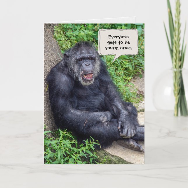 Carte Anniversaire du chimpanzé Vieillir (Devant)