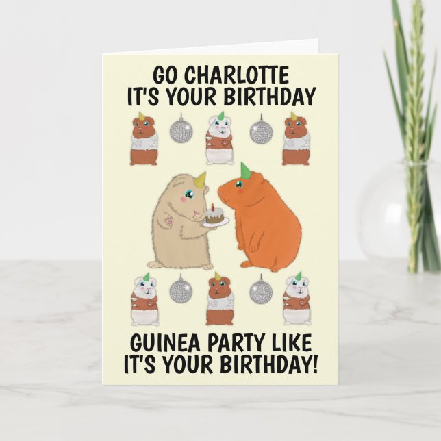 Carte Anniversaire du cochon de Guinée mignonne (Devant)