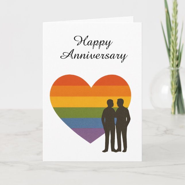 Carte Anniversaire du cœur LGBTQ+ - Amour de couple gay (Devant)