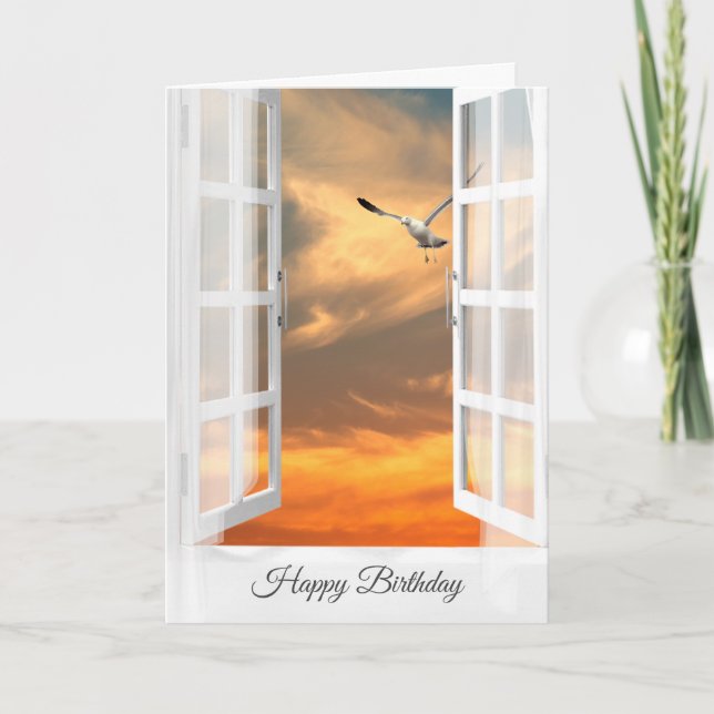 Carte Anniversaire du coucher du soleil de Seagull (Devant)