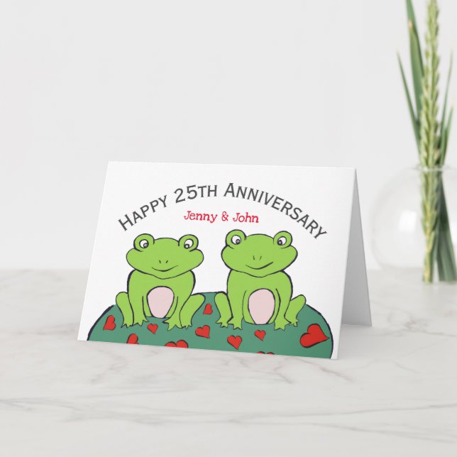 Carte anniversaire du couple de grenouilles 25e ma (Devant)