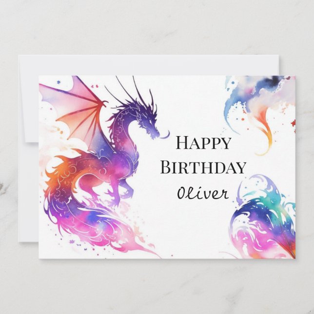 Carte Anniversaire du dragon mignon coloré (Devant)