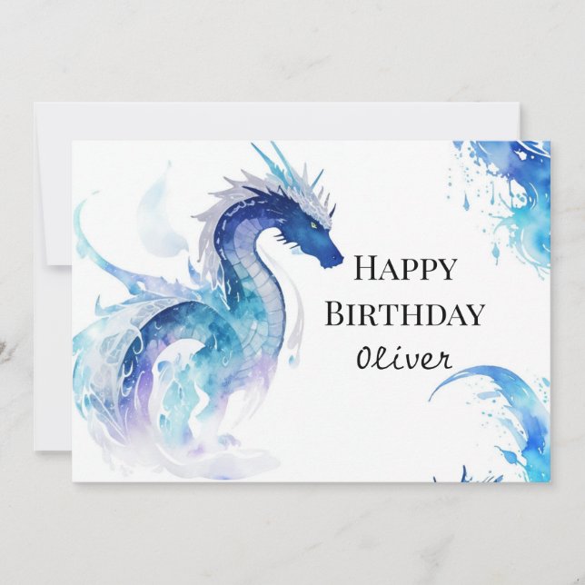 Carte Anniversaire du Dragon numérique mignon (Devant)
