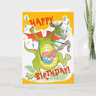 Carte Anniversaire du dragon rock star