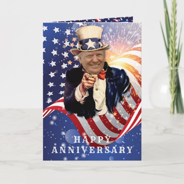 CARTE ANNIVERSAIRE DU DRAPEAU AMÉRICAIN DONALD TRUMP (Devant)
