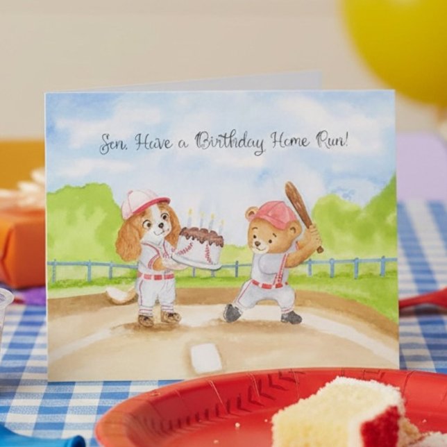 Carte Anniversaire du fils ours en peluche de baseball e (Créateur téléchargé)
