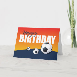 Carte Anniversaire du football sur Athlète Bleu et Orang