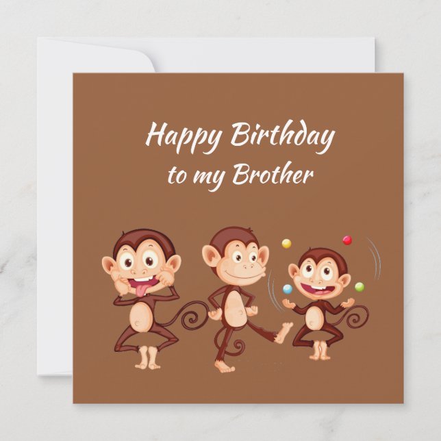 Carte Anniversaire du Frère comme des singes Merveilleux (Devant)