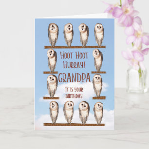 Carte Anniversaire Du Grand-Père, Chouettes Curieuses