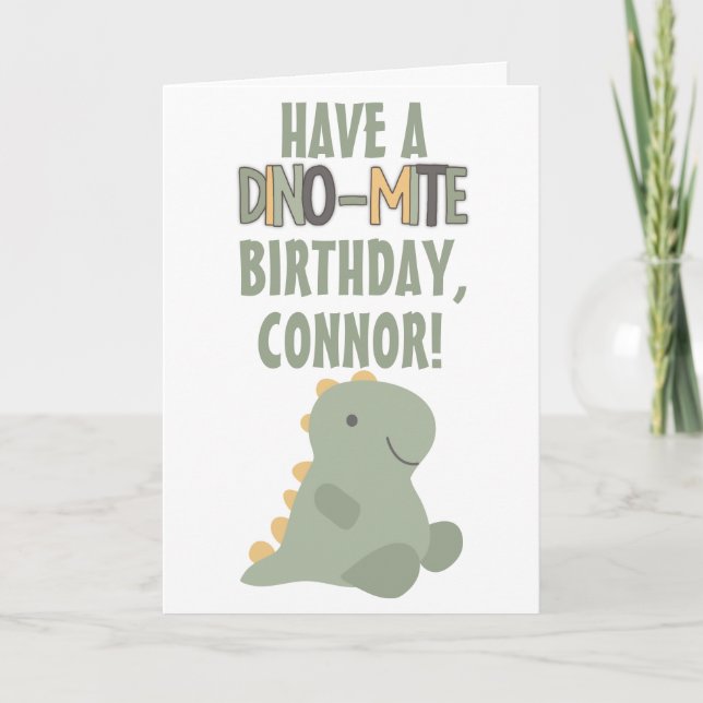 Carte Anniversaire du jeune enfant Dinosaur Vert (Devant)