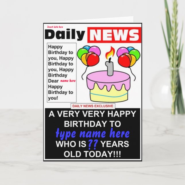 Carte Anniversaire du journal (Devant)