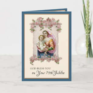 Carte Anniversaire du jubilé catholique Vierge Marie Ros