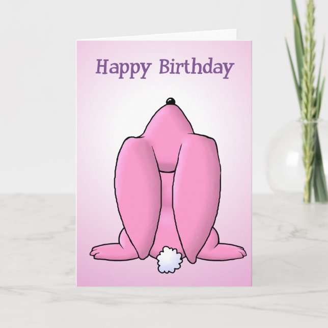 Carte Anniversaire du lapin rose (Devant)