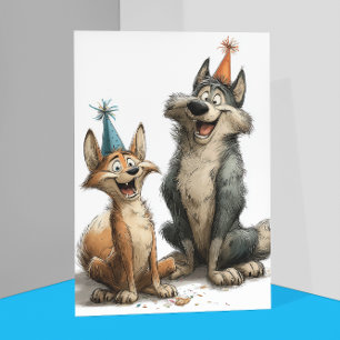 Carte Anniversaire du Loup mignon