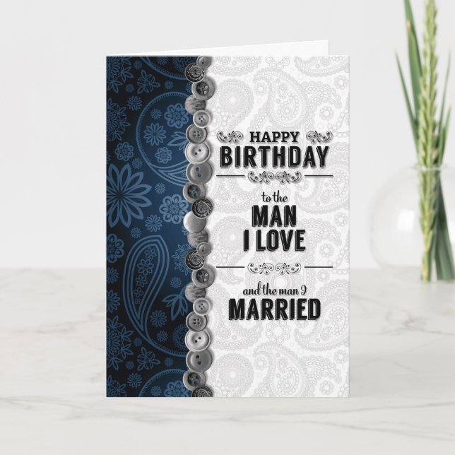 Carte Anniversaire du mari pour le mariage gay en bleu (Devant)