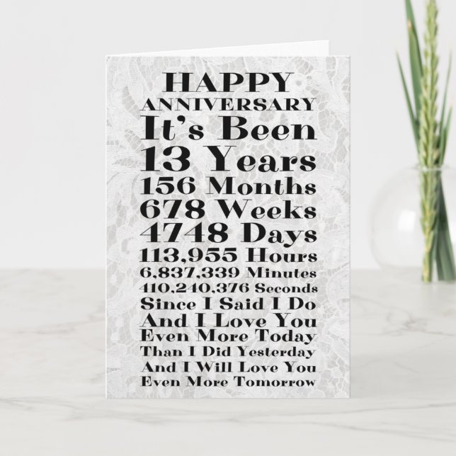 Carte Anniversaire du Mariage de la 13e dentelle (Devant)