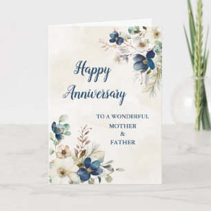Carte Anniversaire du Mariage de la mère et du père bleu