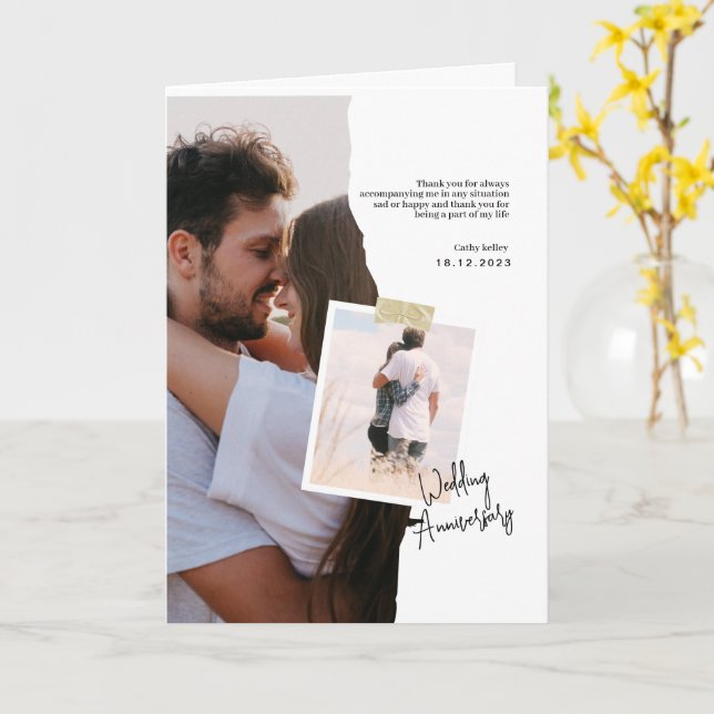 Carte Anniversaire du Mariage du livre noir et blanc (Fleur jaune)