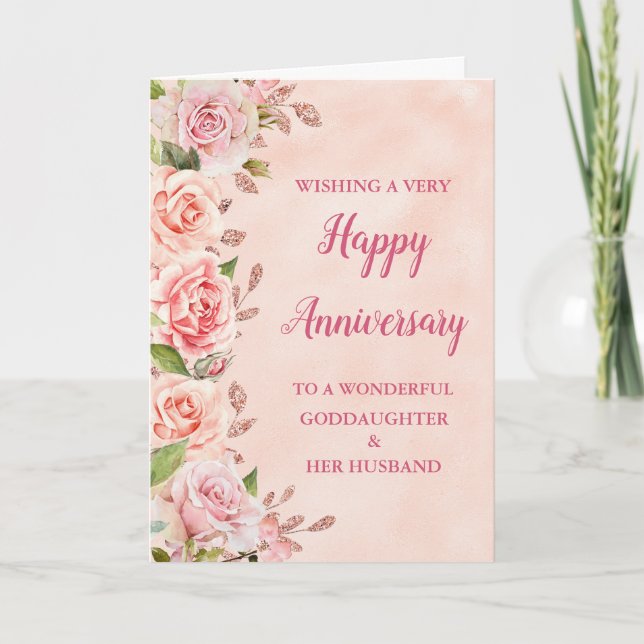 Carte Anniversaire du Mariage rose Godgirl & Husband (Devant)