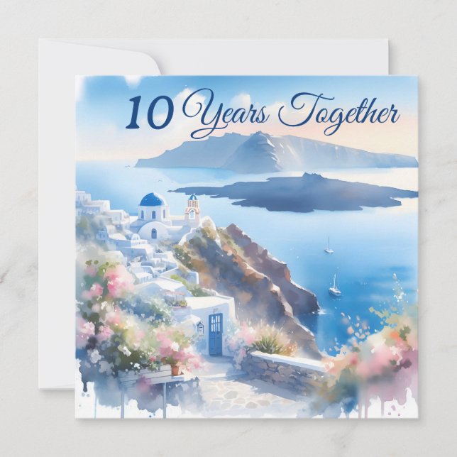 Carte Anniversaire du Mariage Santorini Aegan Dreamscape (Devant)