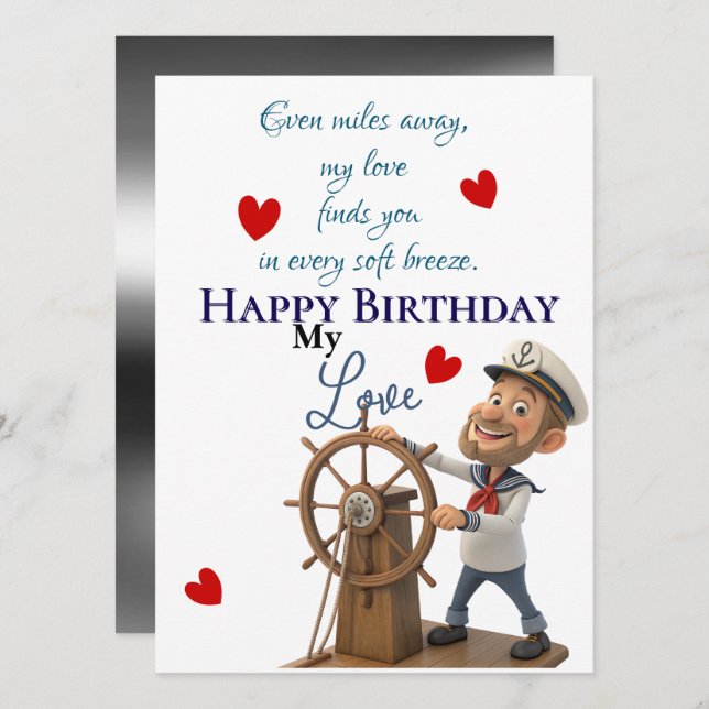 Carte Anniversaire du marin (Devant / Derrière)