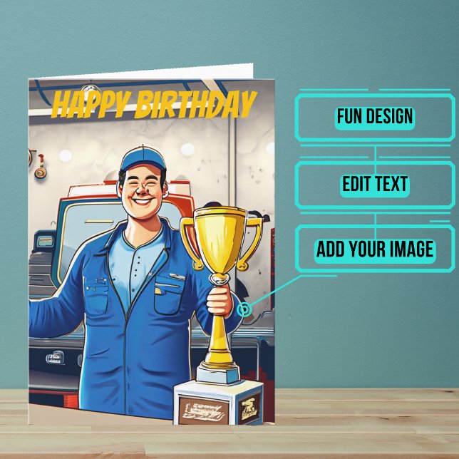 Carte Anniversaire du meilleur mécanicien du monde (This fun card is specifically for the mechanic friend in your life.)