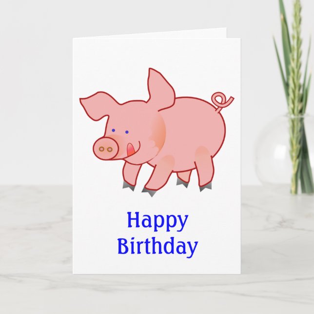 Carte Anniversaire du mignon petit cochon (Devant)