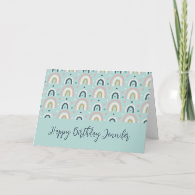Carte Anniversaire du Motif arc-en-ciel mignon (Devant)
