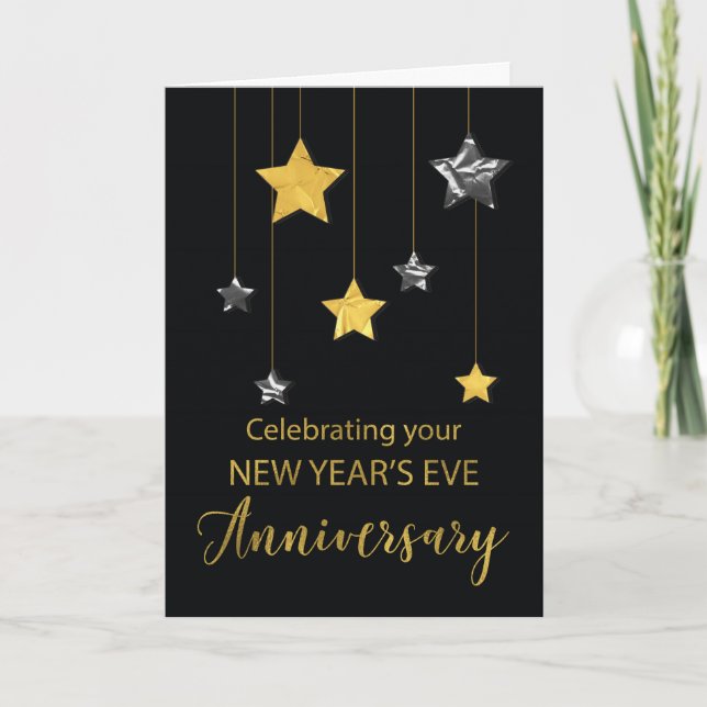 Carte Anniversaire du nouvel an Eve Star Shine Gold (Devant)