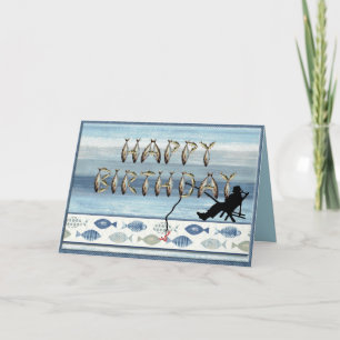 Carte Anniversaire du pêcheur éditable