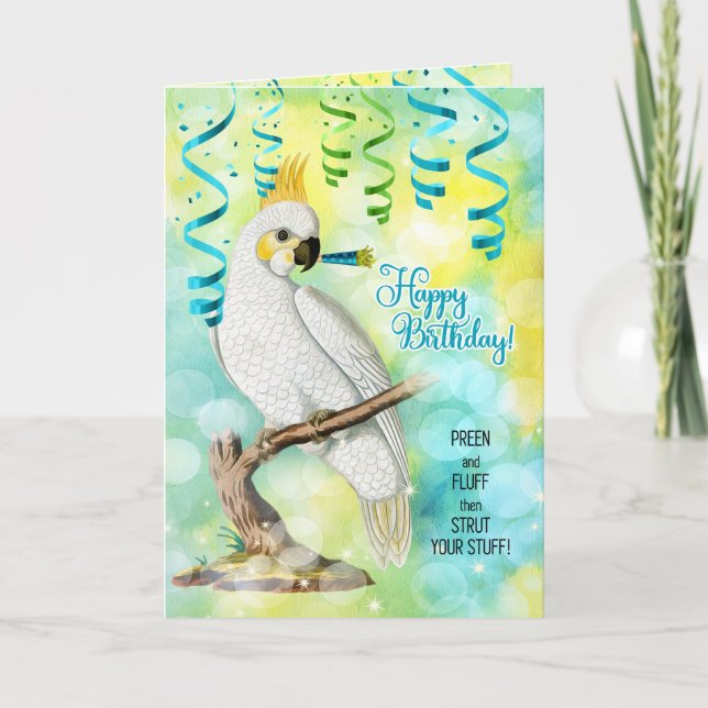 Carte Anniversaire du perroquet avec Cockatoo (Devant)